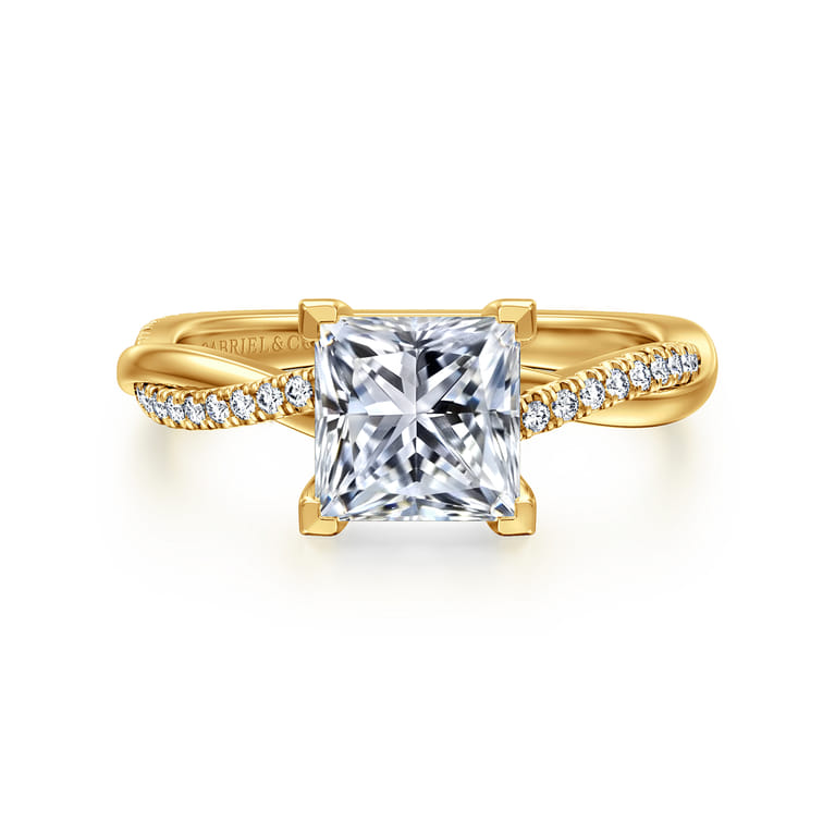 Campana - 18K Yellow Gold Princess Cut Twisted Diamond Engagement Ring - 0.16 ct - Shot 1