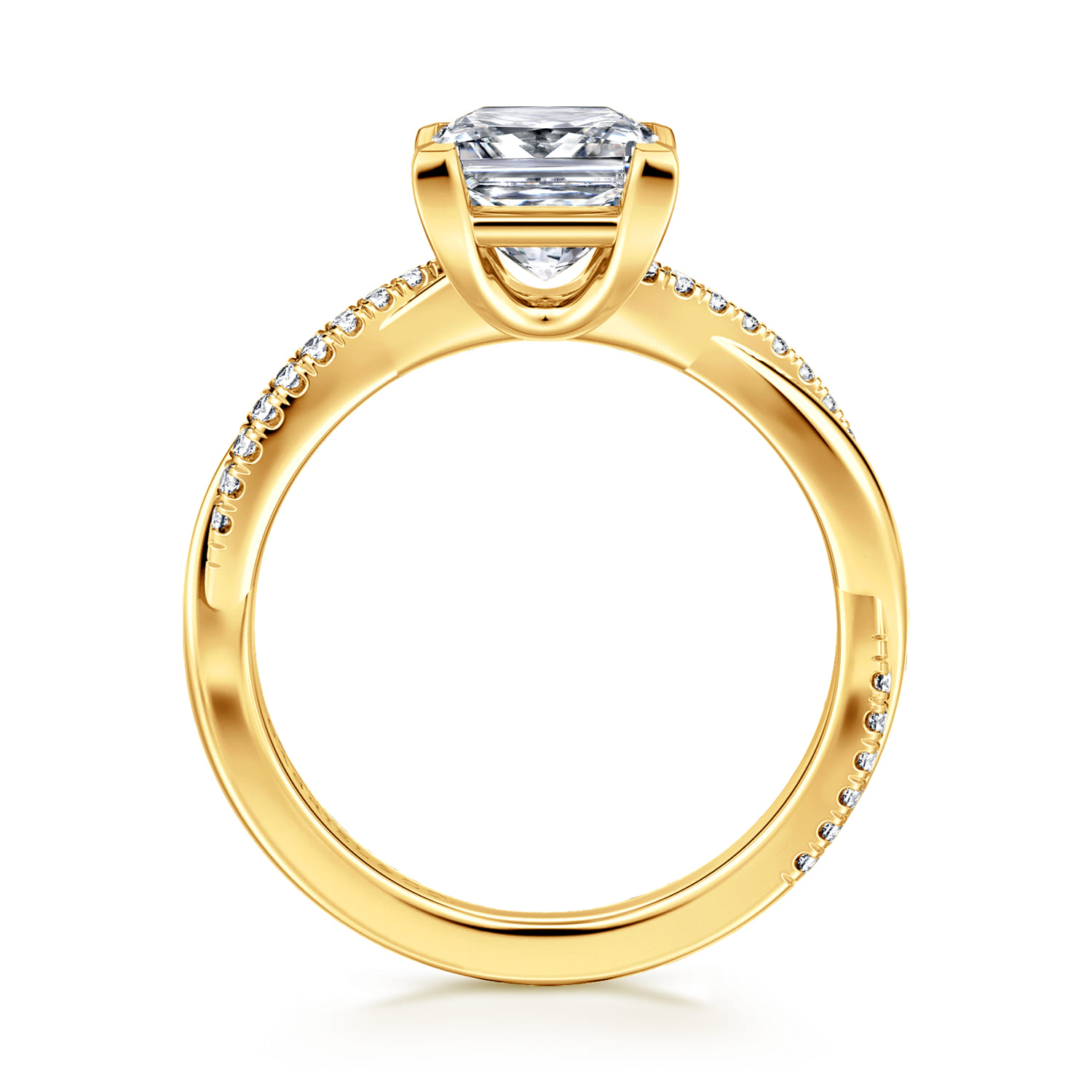 Campana - 18K Yellow Gold Princess Cut Twisted Diamond Engagement Ring - 0.16 ct - Shot 2