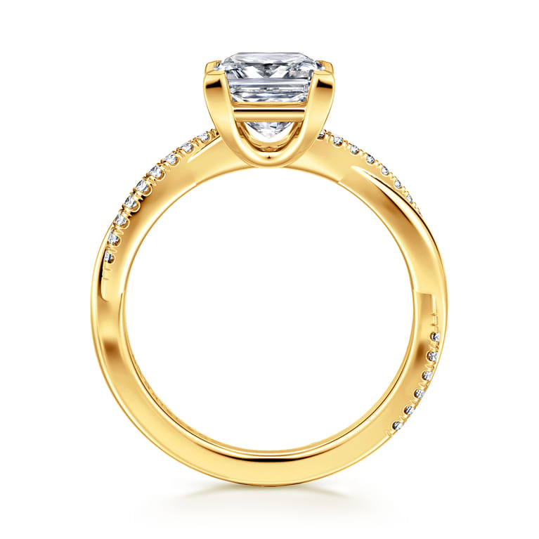 Campana - 18K Yellow Gold Princess Cut Twisted Diamond Engagement Ring - 0.16 ct - Shot 2