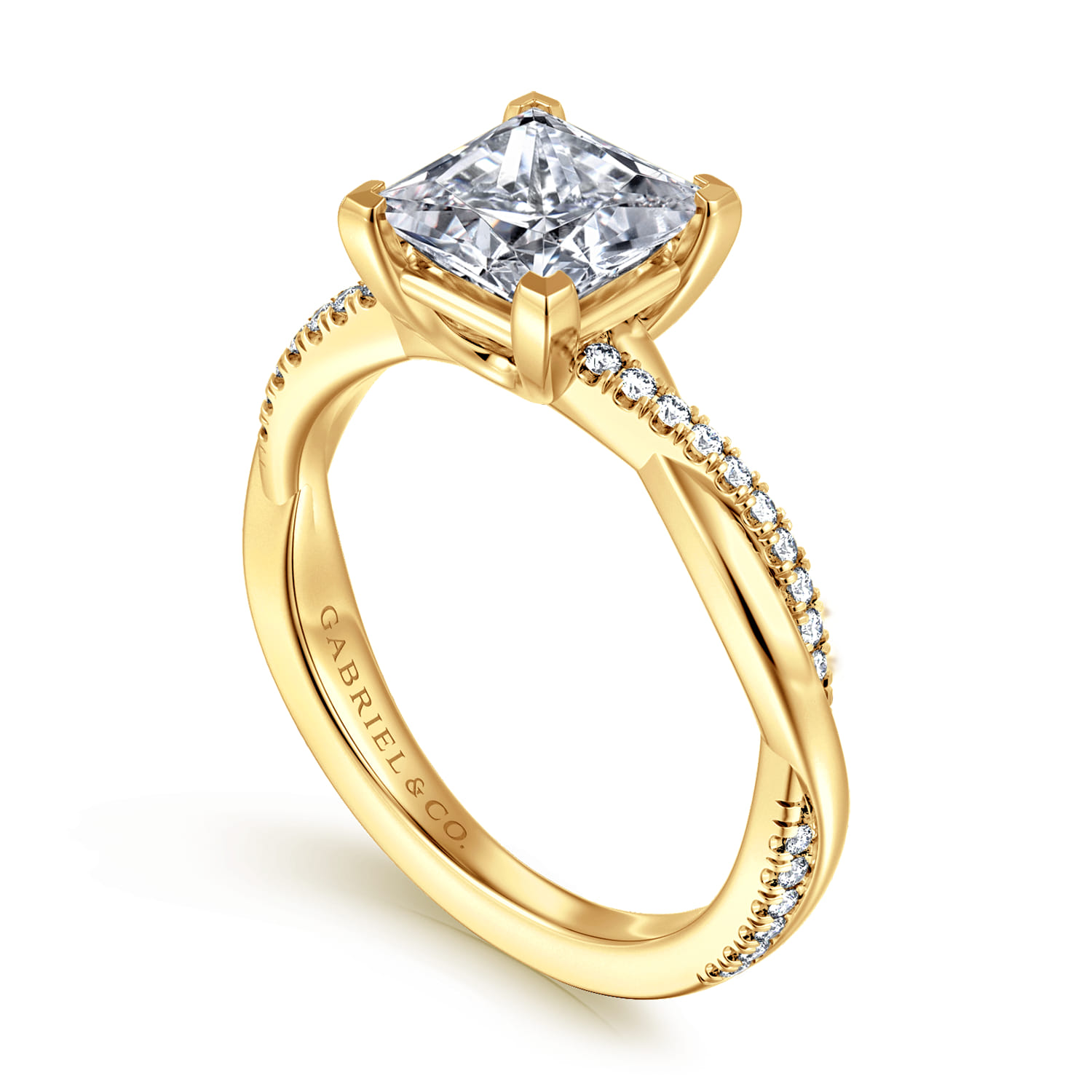 Campana - 18K Yellow Gold Princess Cut Twisted Diamond Engagement Ring - 0.16 ct - Shot 3