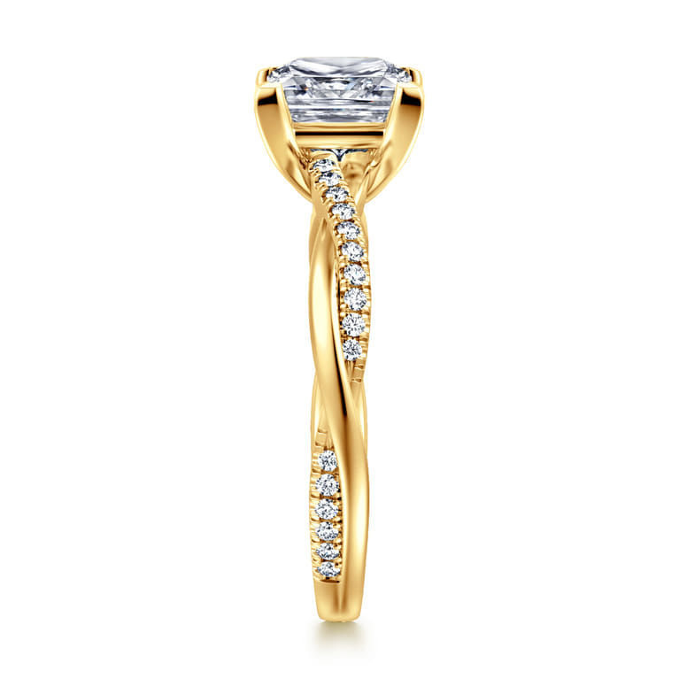 Campana - 18K Yellow Gold Princess Cut Twisted Diamond Engagement Ring - 0.16 ct - Shot 4