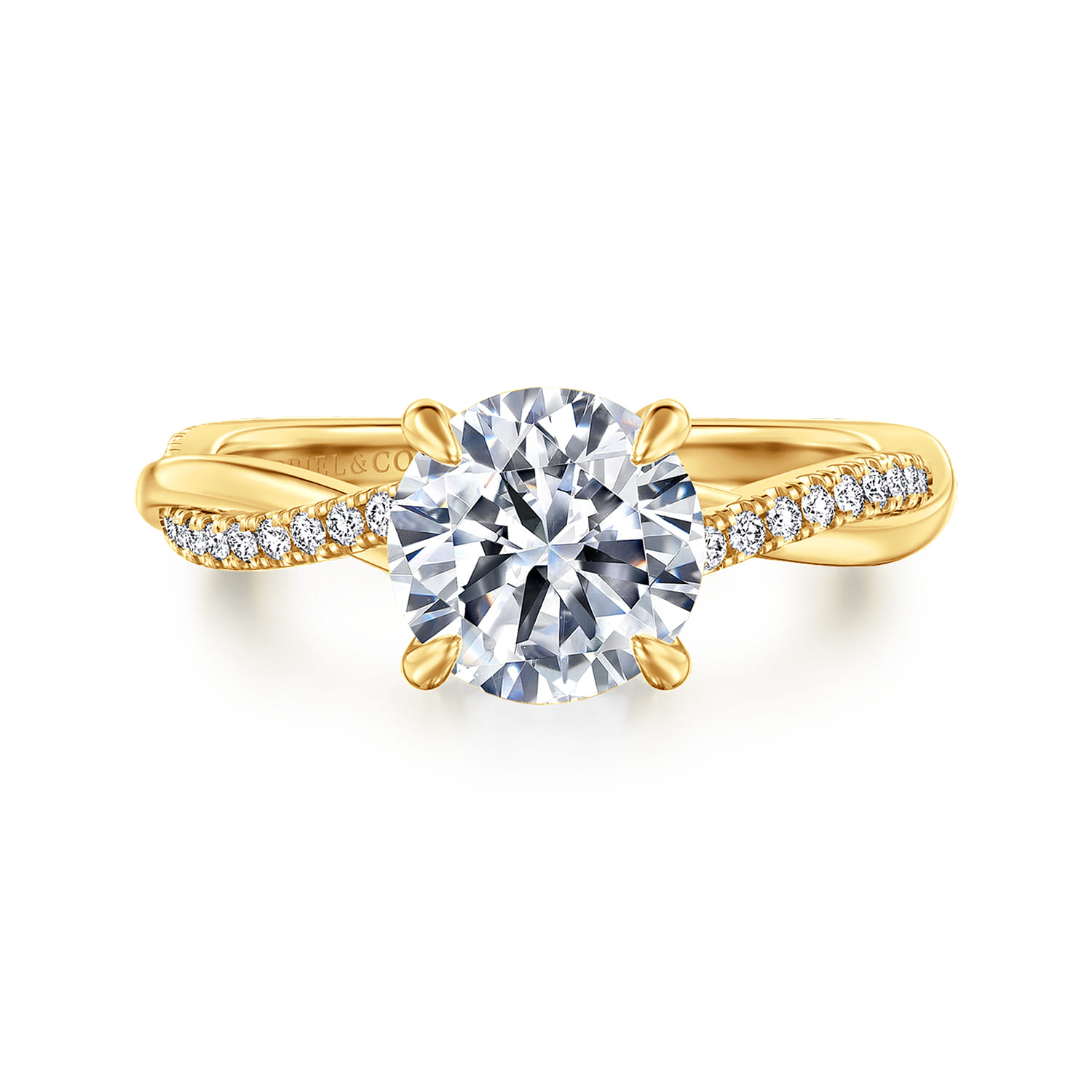 Campana - 18K Yellow Gold Pear Shape Twisted Diamond Engagement Ring - 0.14 ct - Shot 1