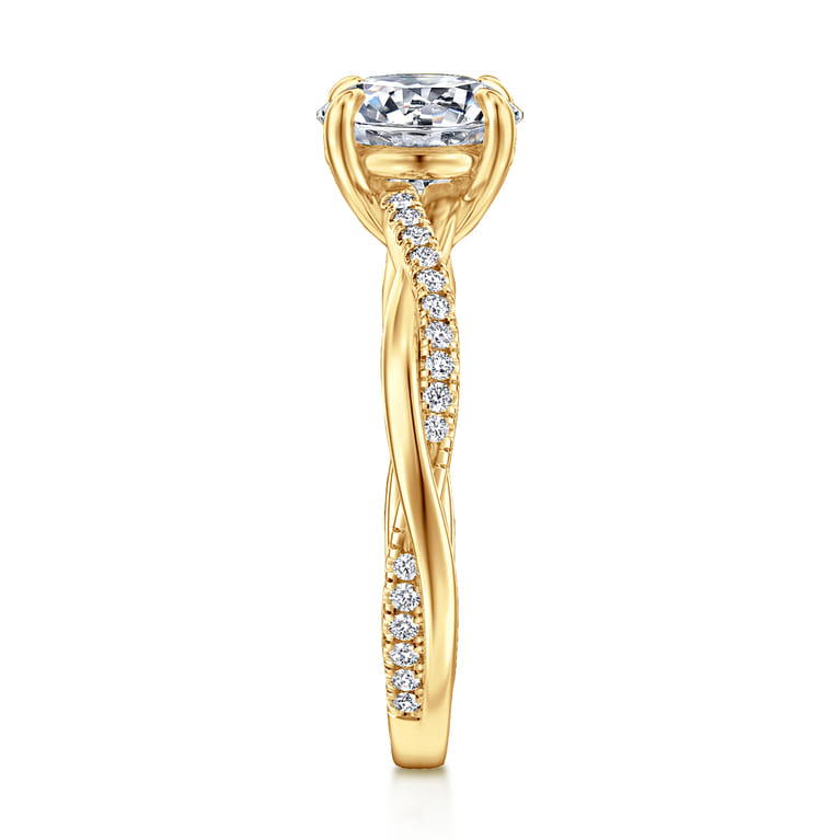 Campana - 18K Yellow Gold Pear Shape Twisted Diamond Engagement Ring - 0.14 ct - Shot 4