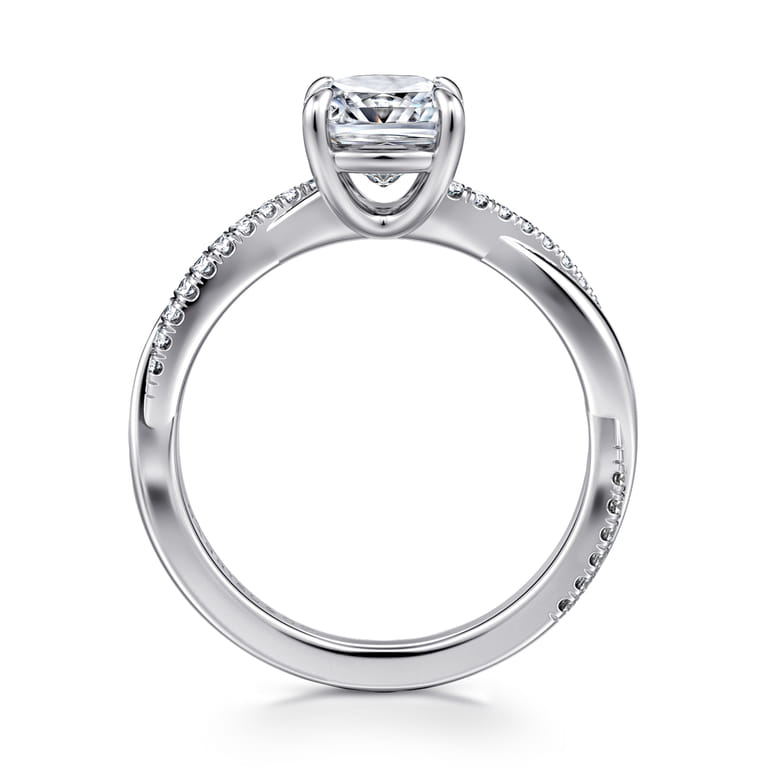 Campana - Platinum Cushion Cut Twisted Diamond Engagement Ring - 0.16 ct - Shot 2