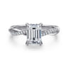 Campana - Platinum Emerald Cut Twisted Diamond Engagement Ring - 0.16 ct