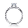 Platinum Oval Twisted Diamond Engagement Ring - 0.16 ct