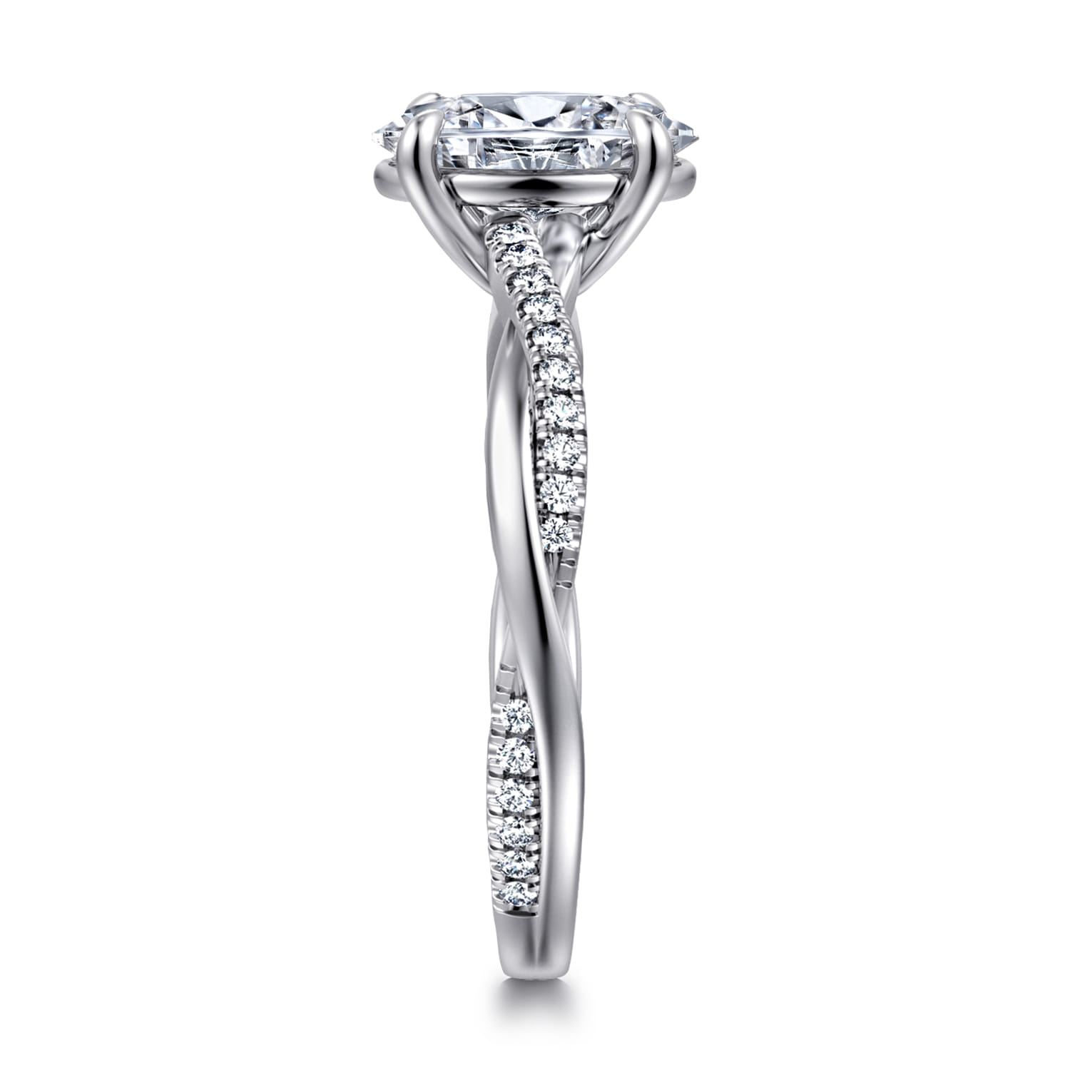 Platinum Oval Twisted Diamond Engagement Ring - 0.16 ct - Shot 4