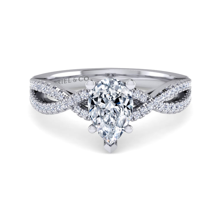 Gina - Platinum Pear Shape Twisted Diamond Engagement Ring - 0.2 ct - Shot 1