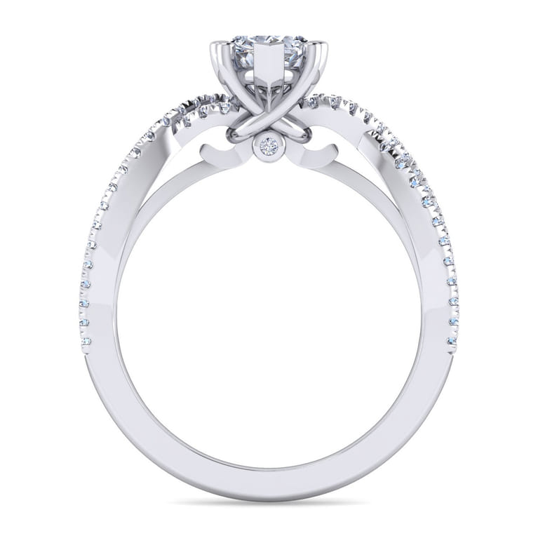 Gina - Platinum Pear Shape Twisted Diamond Engagement Ring - 0.2 ct - Shot 2