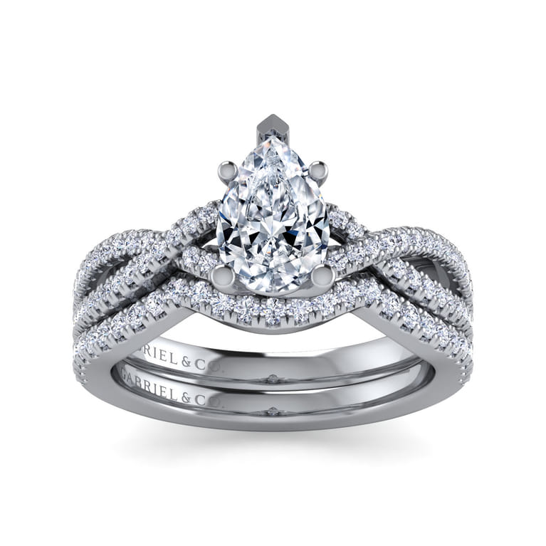 Gina - Platinum Pear Shape Twisted Diamond Engagement Ring - 0.2 ct - Shot 4