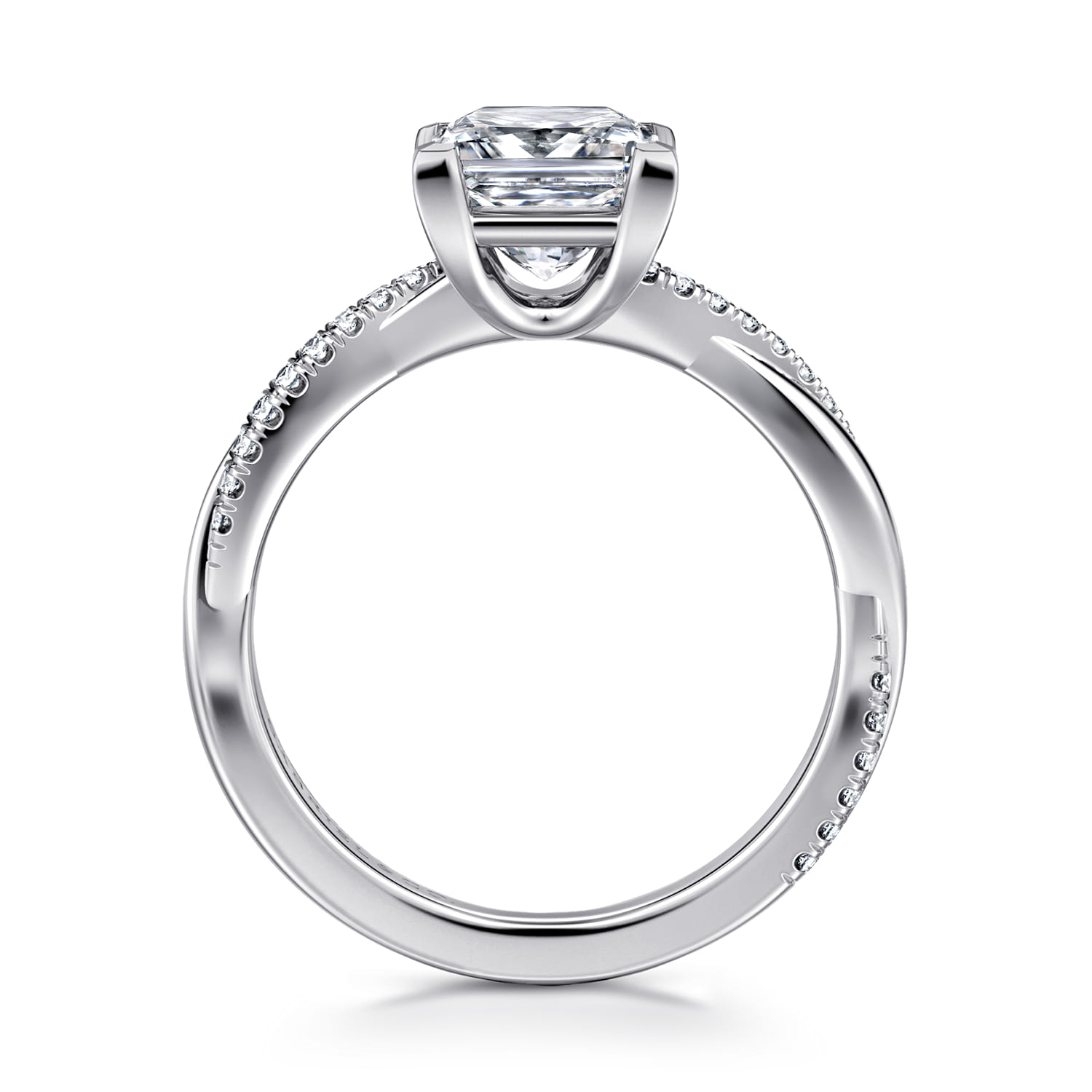 Campana - Platinum Princess Cut Twisted Diamond Engagement Ring - 0.16 ct - Shot 2