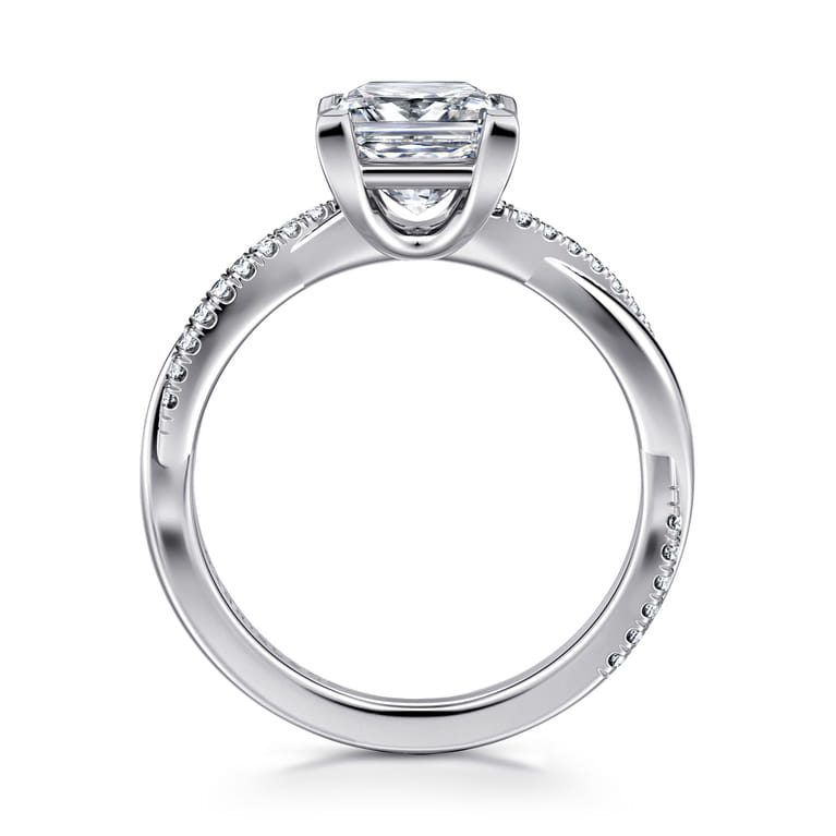 Campana - Platinum Princess Cut Twisted Diamond Engagement Ring - 0.16 ct - Shot 2