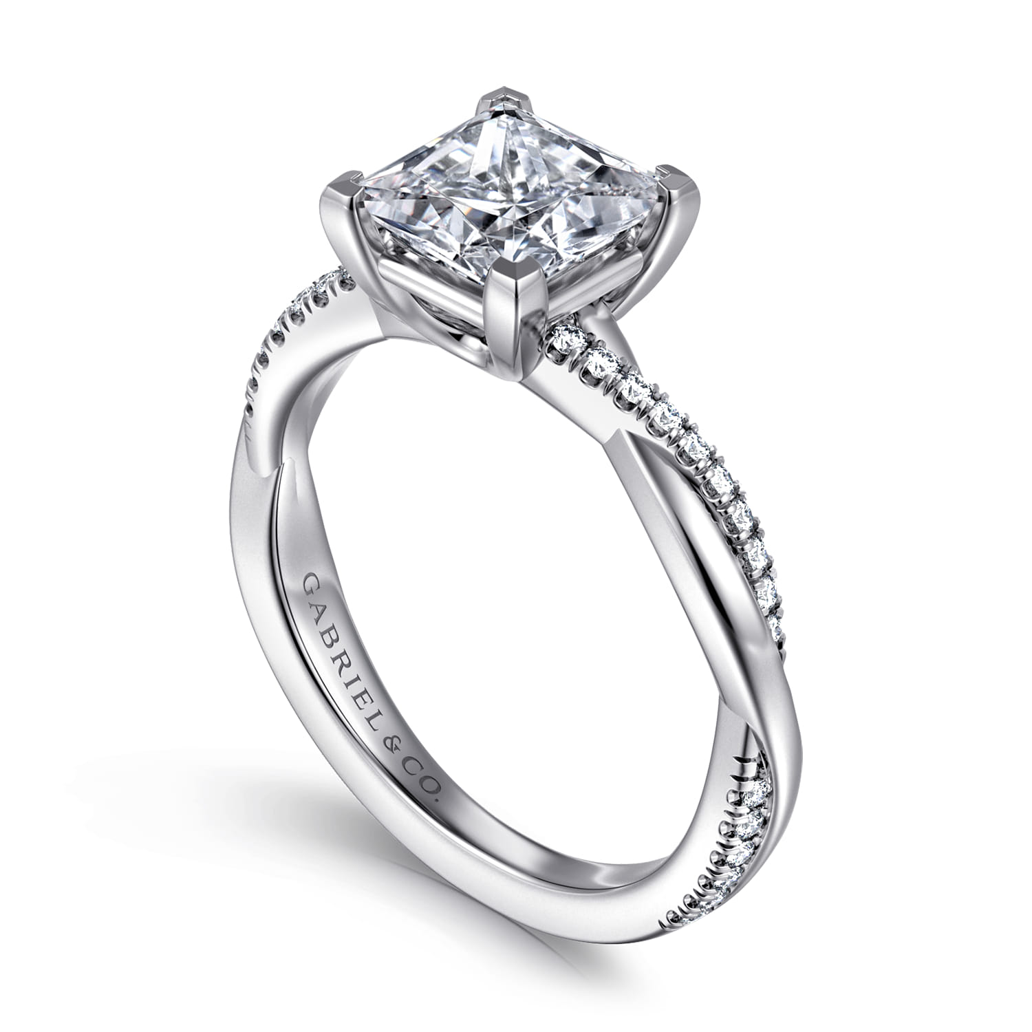 Campana - Platinum Princess Cut Twisted Diamond Engagement Ring - 0.16 ct - Shot 3