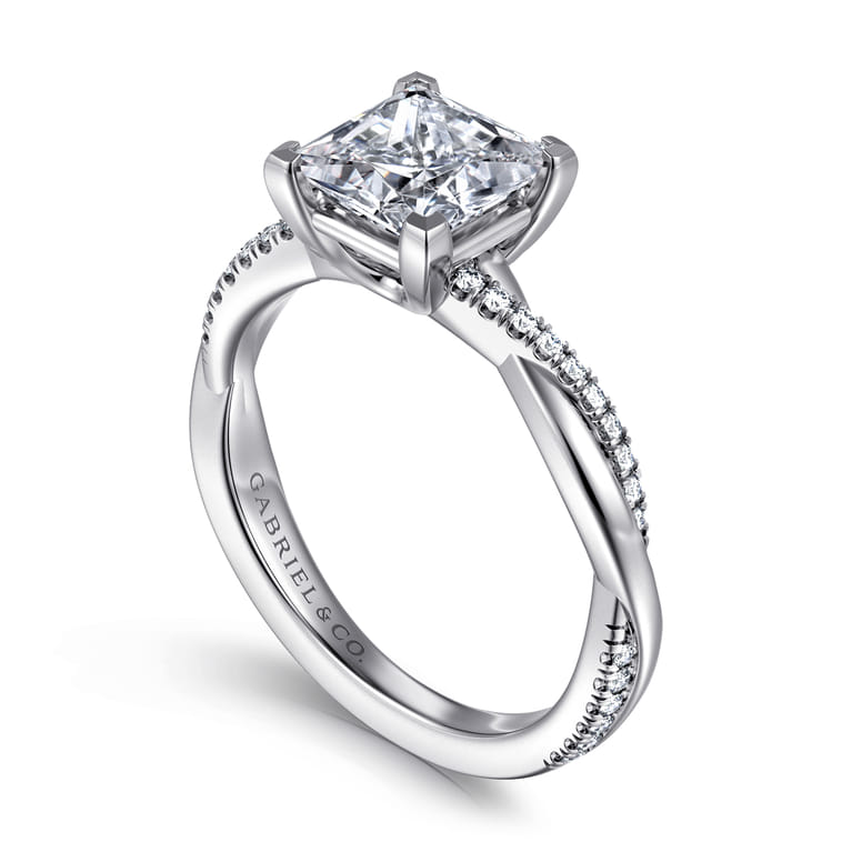 Campana - Platinum Princess Cut Twisted Diamond Engagement Ring - 0.16 ct - Shot 3