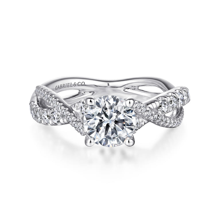 Sandrine - Platinum Round Diamond Twisted Engagement Ring - 0.36 ct - Shot 1