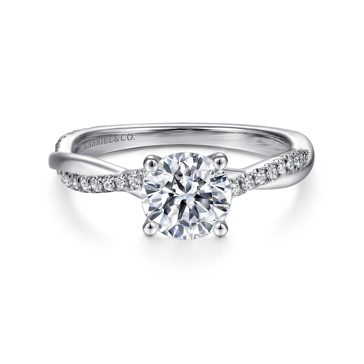 Campana - Platinum Round Diamond Engagement Ring - 0.14 ct - Shot 1