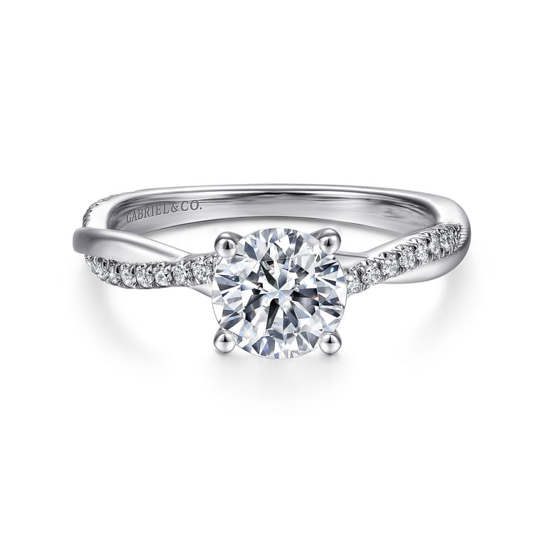 Campana - Platinum Round Diamond Engagement Ring - 0.14 ct - Shot 1
