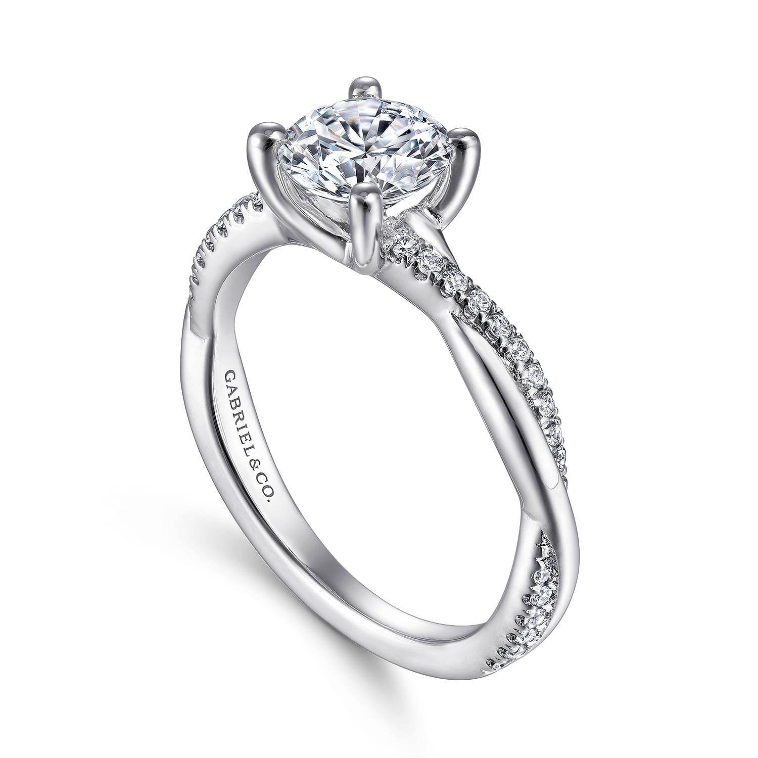 Campana - Platinum Round Diamond Engagement Ring - 0.14 ct - Shot 3