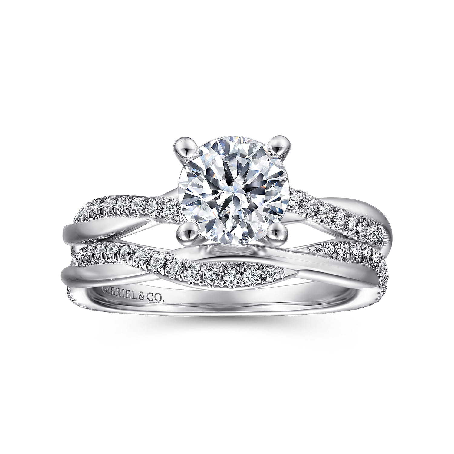 Campana - Platinum Round Diamond Engagement Ring - 0.14 ct - Shot 4