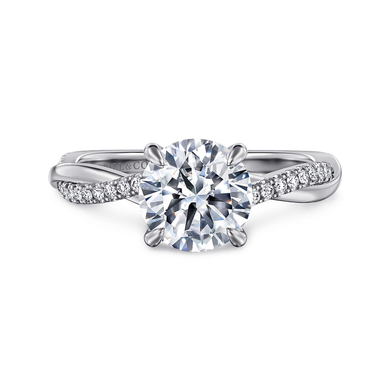 Campana - Platinum Pear Shape Twisted Diamond Engagement Ring - 0.14 ct - Shot 1