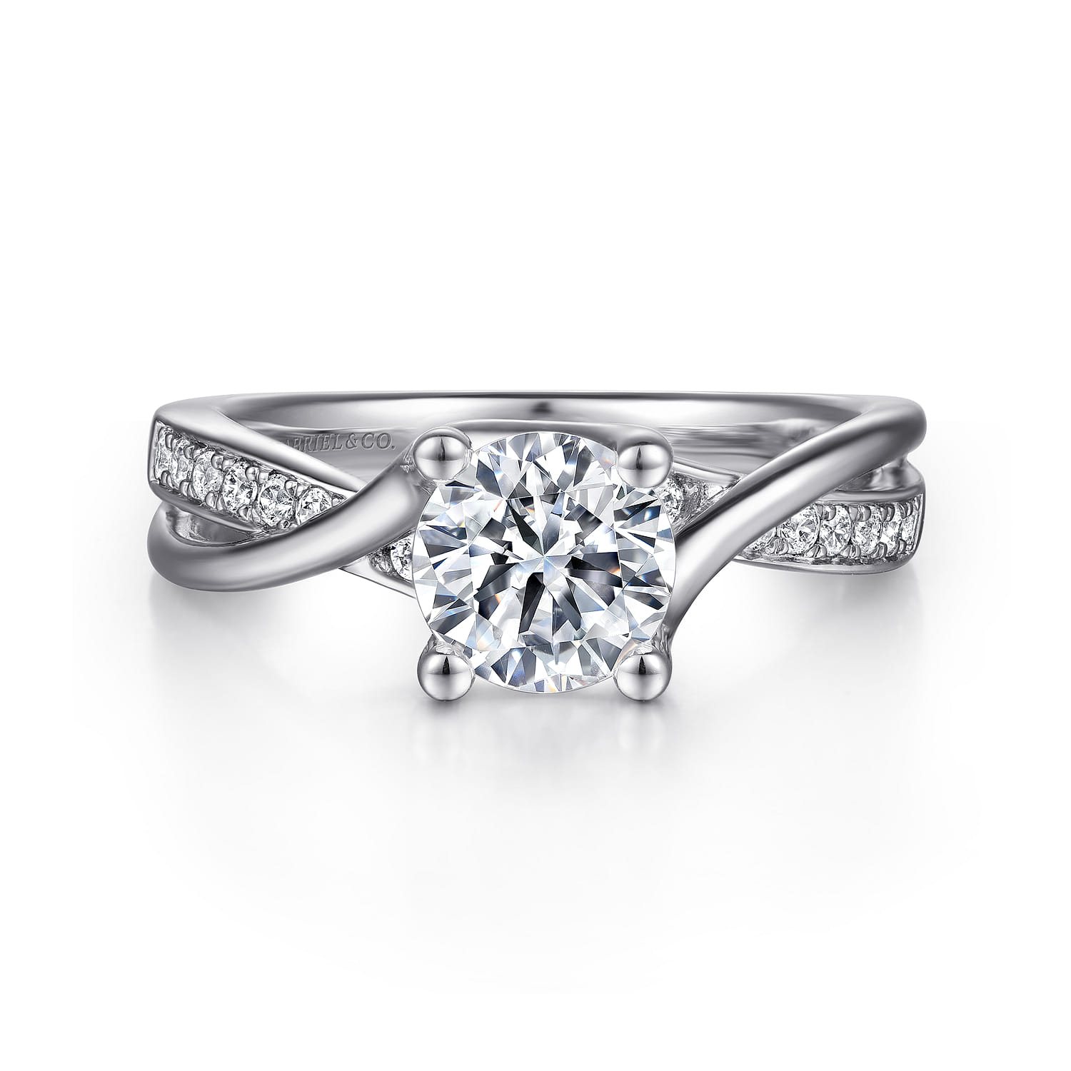 Aleesa - Platinum Round Bypass Diamond Engagement Ring - 0.14 ct - Shot 1