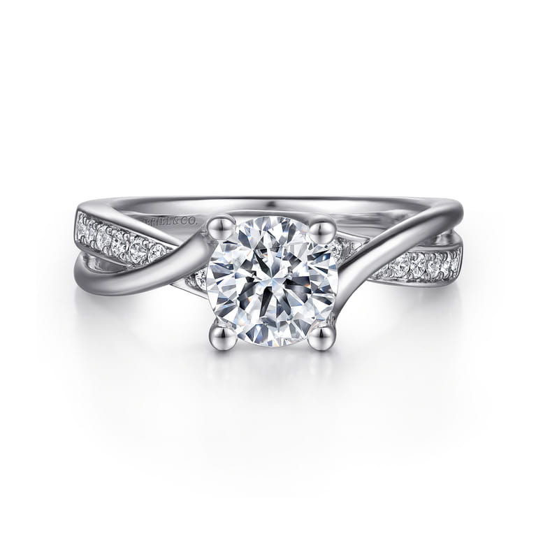 Aleesa - Platinum Round Bypass Diamond Engagement Ring - 0.14 ct - Shot 1
