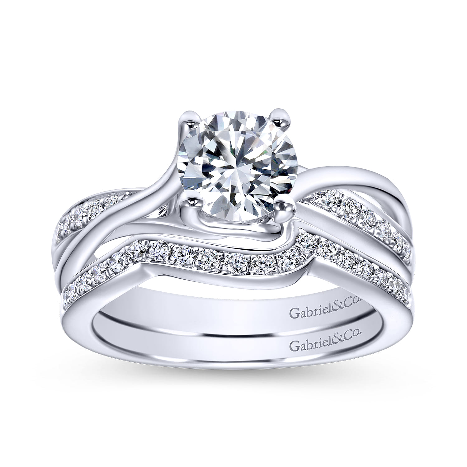 Aleesa - Platinum Round Bypass Diamond Engagement Ring - 0.14 ct - Shot 4