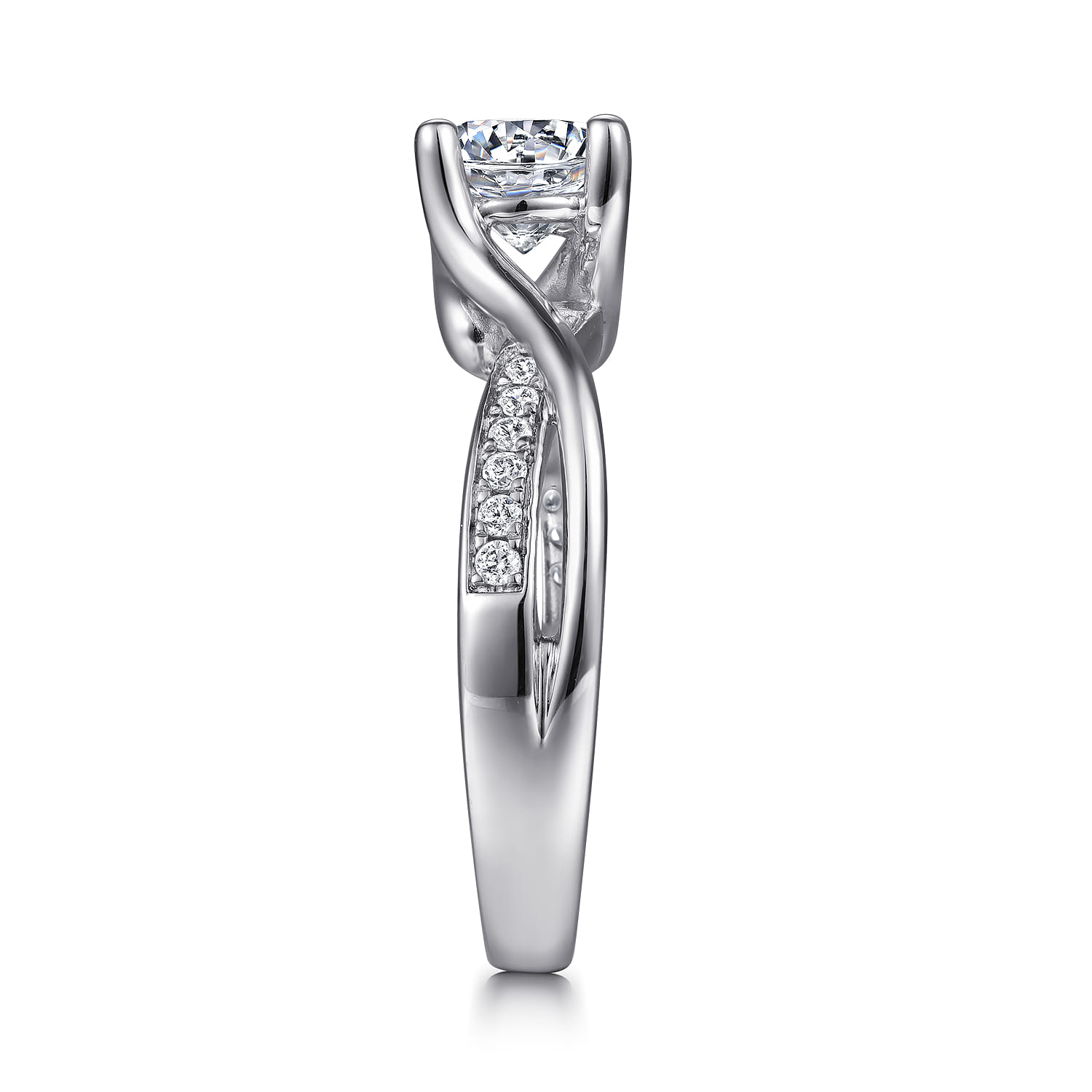 Aleesa - Platinum Round Bypass Diamond Engagement Ring - 0.14 ct - Shot 5