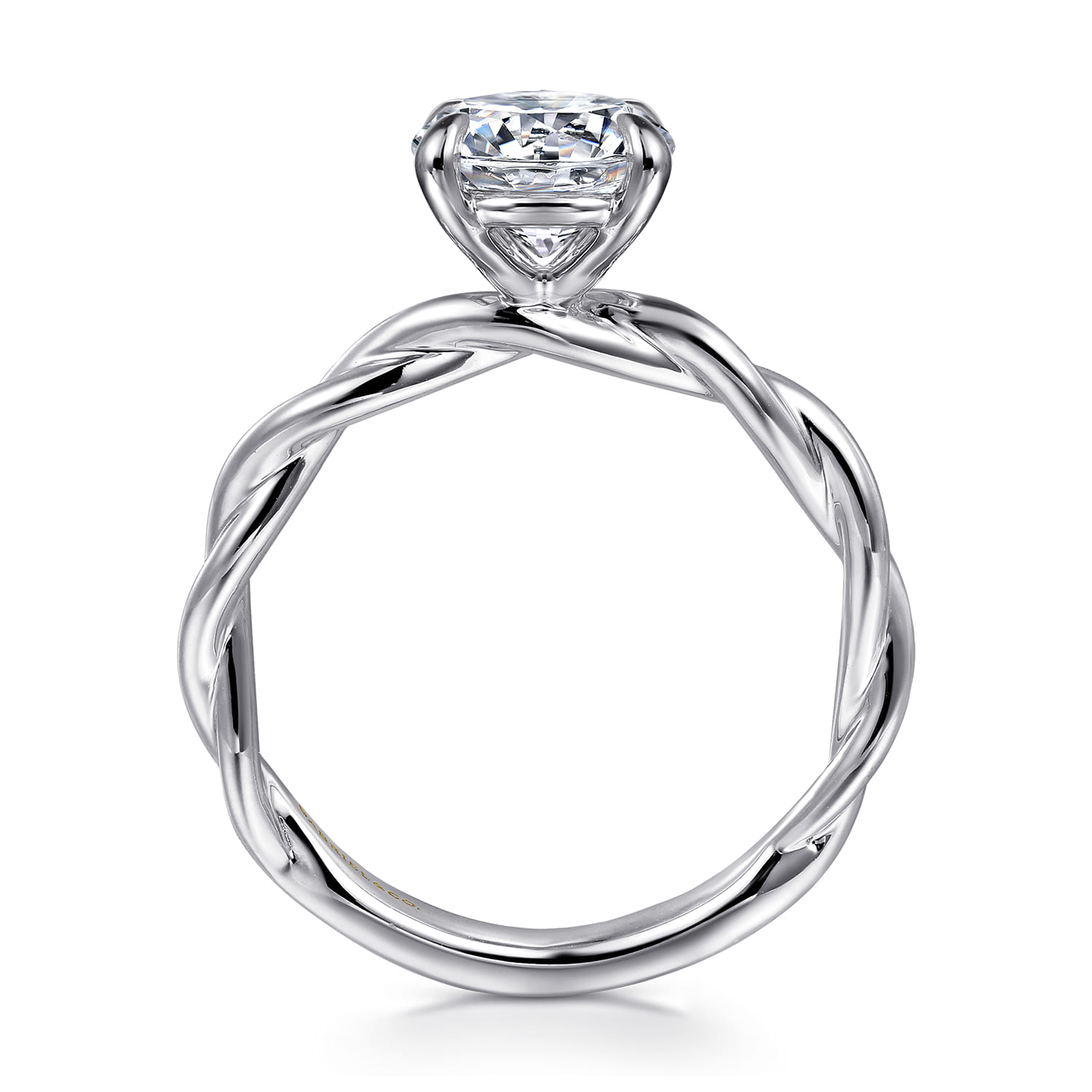 Emersin - Platinum Twisted Round Diamond Solitaire Engagement Ring - Shot 2