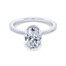 14K White Gold Oval Diamond Engagement Ring