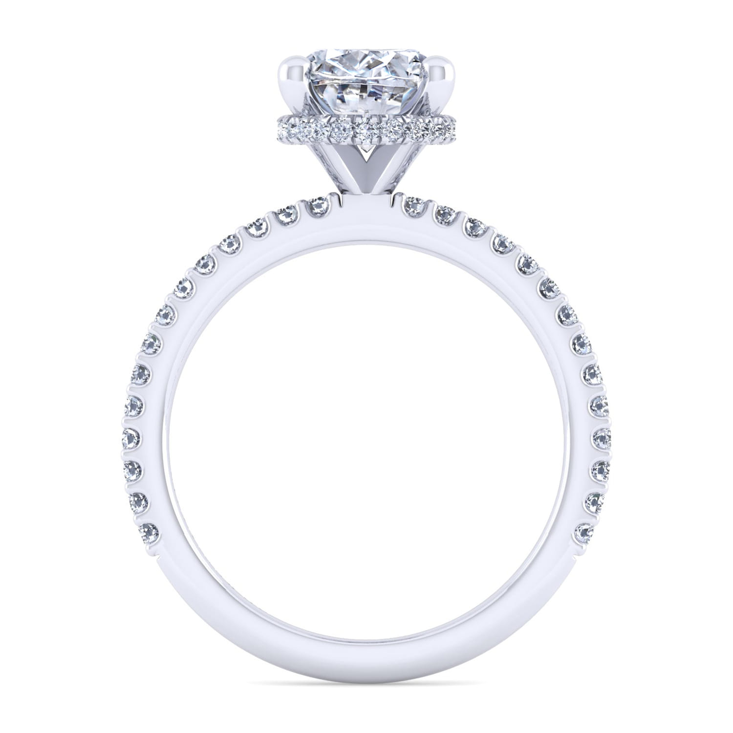 14K White Gold Oval Diamond Engagement Ring - Shot 2