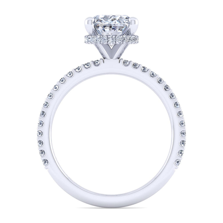 14K White Gold Oval Diamond Engagement Ring - Shot 2
