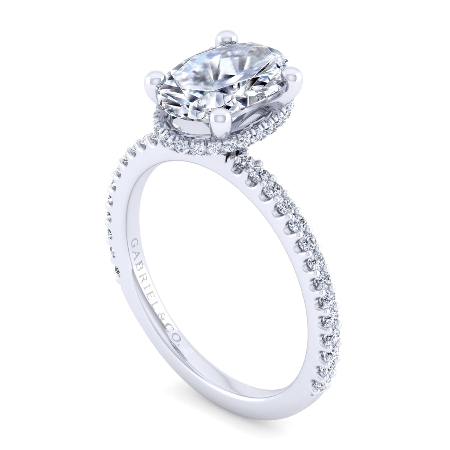 14K White Gold Oval Diamond Engagement Ring - Shot 3