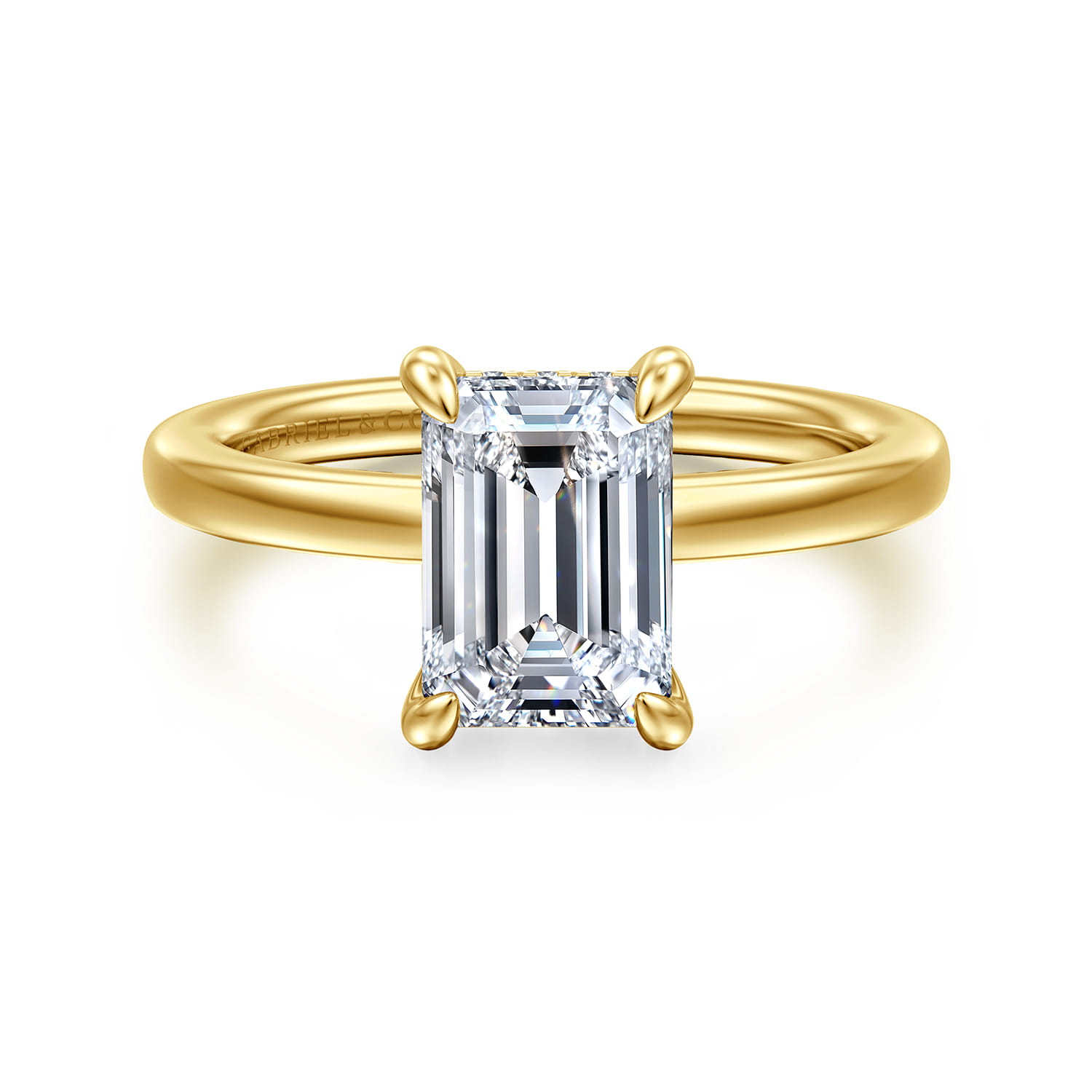 Austria - 14K Yellow Gold Hidden Halo Emerald Cut Diamond Engagement Ring - Shot 1