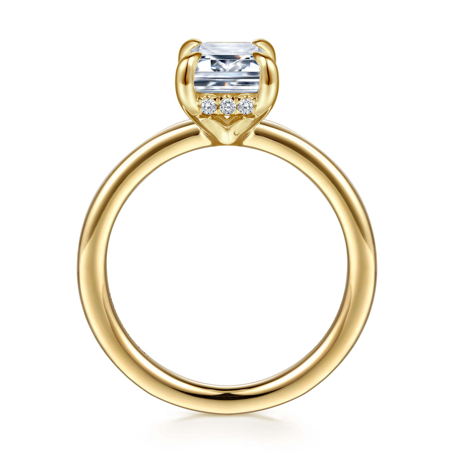 Austria - 14K Yellow Gold Hidden Halo Emerald Cut Diamond Engagement Ring - Shot 2