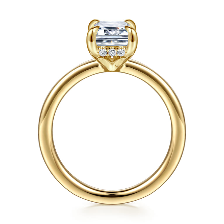 Austria - 14K Yellow Gold Hidden Halo Emerald Cut Diamond Engagement Ring - Shot 2