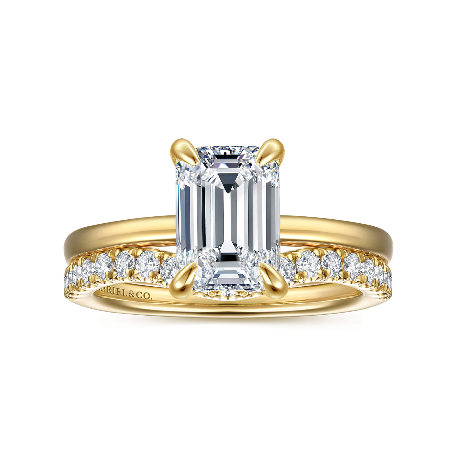 Austria - 14K Yellow Gold Hidden Halo Emerald Cut Diamond Engagement Ring - Shot 4