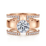 Edalee - 14K Rose Gold Round Diamond Engagement Ring - 0.79 ct
