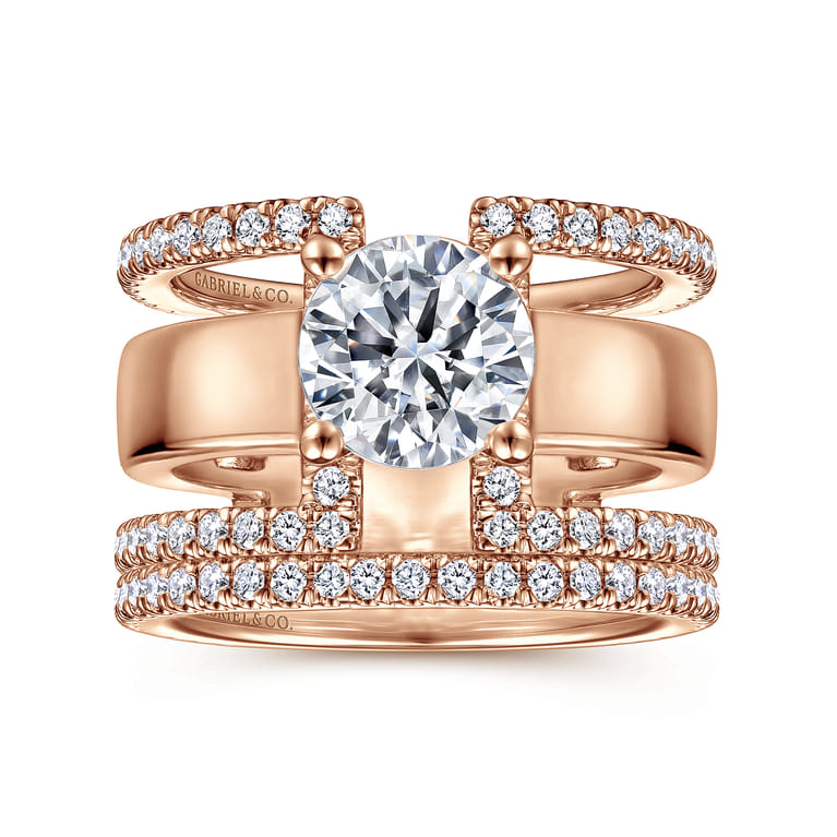 Edalee - 14K Rose Gold Round Diamond Engagement Ring - 0.79 ct - Shot 4