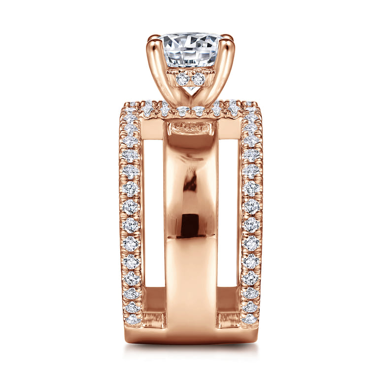 Edalee - 14K Rose Gold Round Diamond Engagement Ring - 0.79 ct - Shot 5