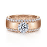 Amos - 14K Rose Gold Round Wide Band Diamond Engagement Ring - 0.67 ct