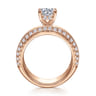 Amos - 14K Rose Gold Round Wide Band Diamond Engagement Ring - 0.67 ct