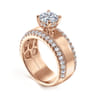 Amos - 14K Rose Gold Round Wide Band Diamond Engagement Ring - 0.67 ct