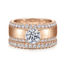 Amos - 14K Rose Gold Round Wide Band Diamond Engagement Ring - 0.67 ct