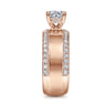 Amos - 14K Rose Gold Round Wide Band Diamond Engagement Ring - 0.67 ct