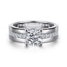 Adley - 14K White Gold Wide Band Cushion Cut Diamond Engagement Ring - 0.6 ct