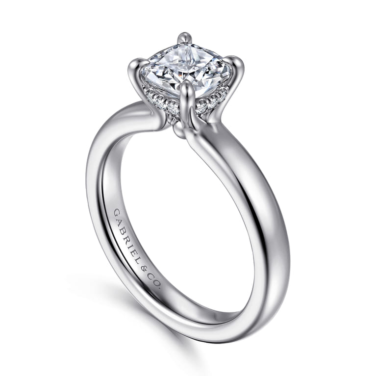 Neema - 14K White Gold Cushion Cut Diamond Engagement Ring - 0.06 ct - Shot 3