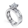 Adley - 14K White Gold Wide Band Emerald Cut Diamond Engagement Ring - 0.6 ct