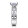 Adley - 14K White Gold Wide Band Emerald Cut Diamond Engagement Ring - 0.6 ct