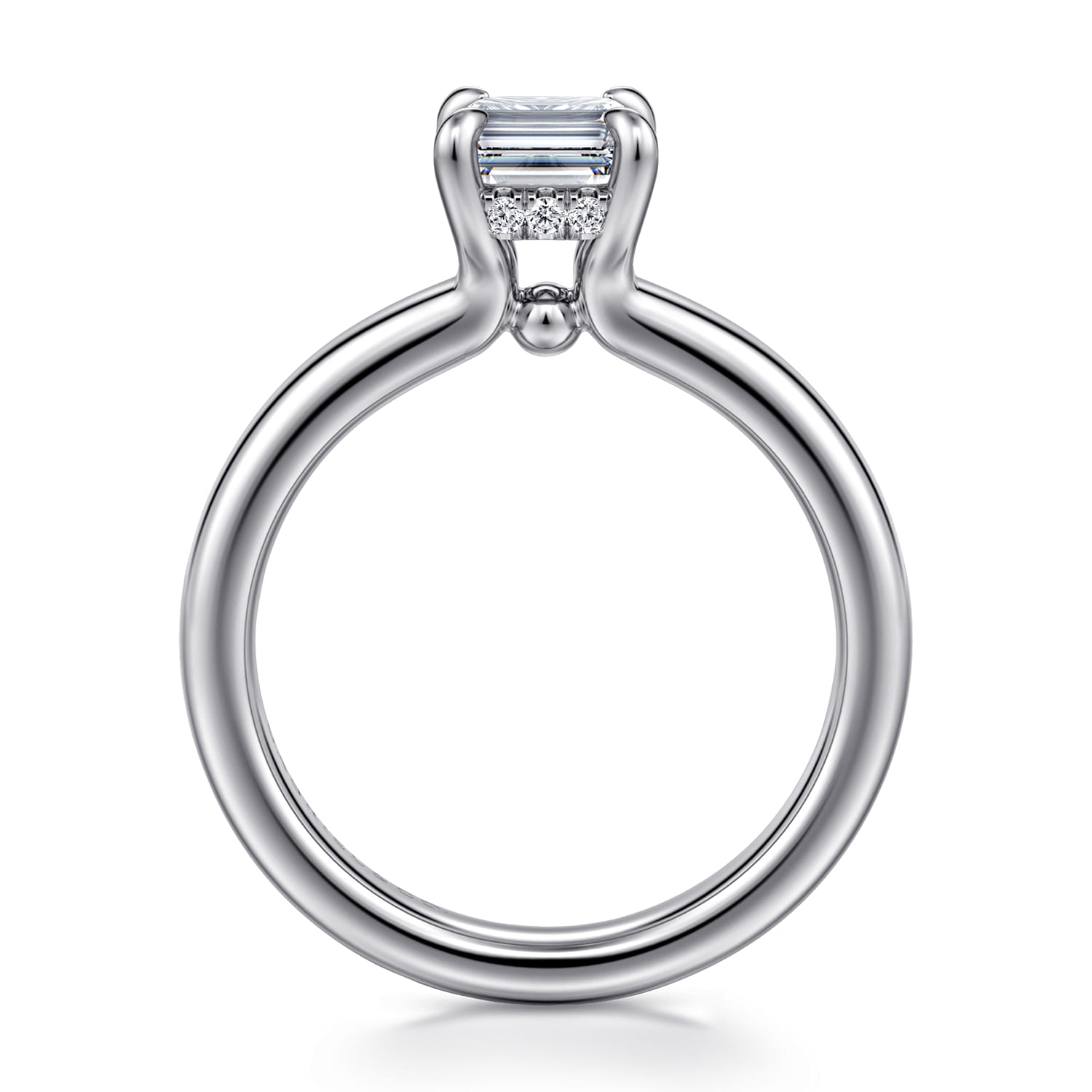 Neema - 14K White Gold Emerald Cut Diamond Engagement Ring - 0.07 ct - Shot 2